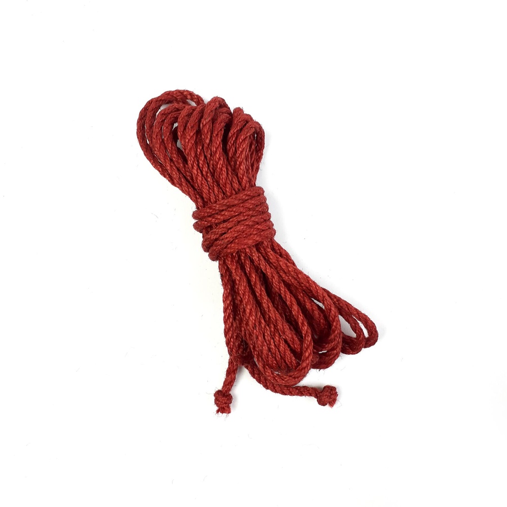 Джутова мотузка BDSM 8 метрів, 6 мм, колір червоний фото