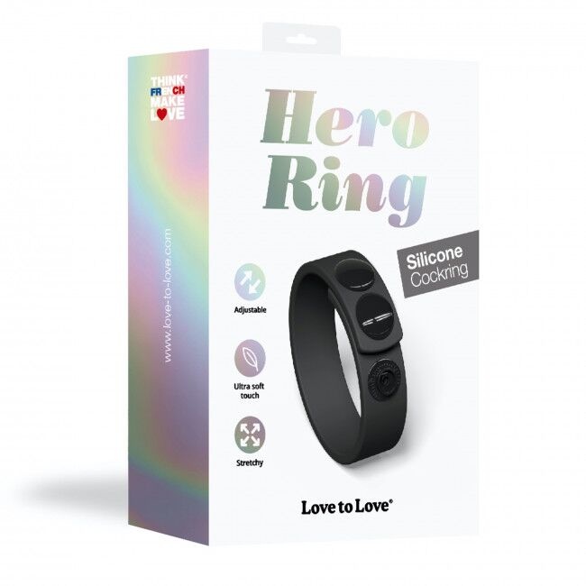 Регулируемое эрекционное кольцо на кнопках Love To Love HERO RING - BLACK ONYX фото