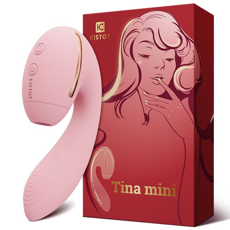 Вакуумный вибратор Kistoy Tina Mini Pink, вагинально-клиторальный фото