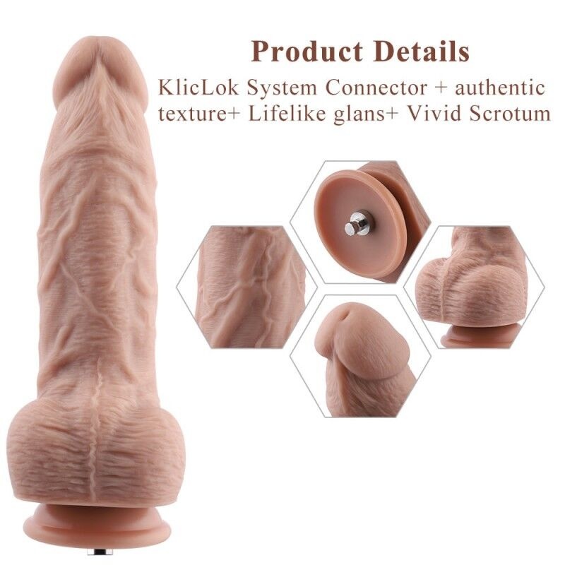 Гибкий фаллоимитатор для секс-машин Hismith 9.25″ Silicone Dildo, система KlicLok фото