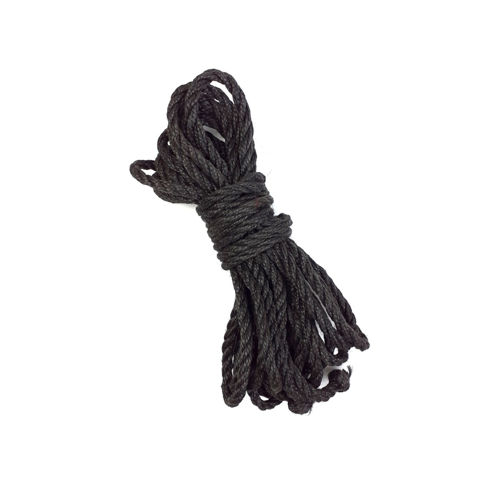 Джутова мотузка BDSM 8 метрів, 6 мм, колір чорний фото