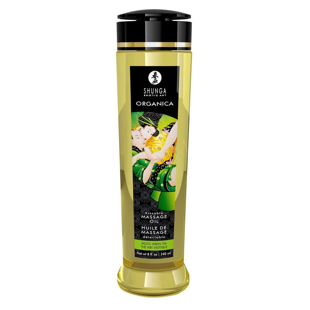 Органическое массажное масло Shunga ORGANICA - Exotic green tea (240 мл) с витамином Е фото