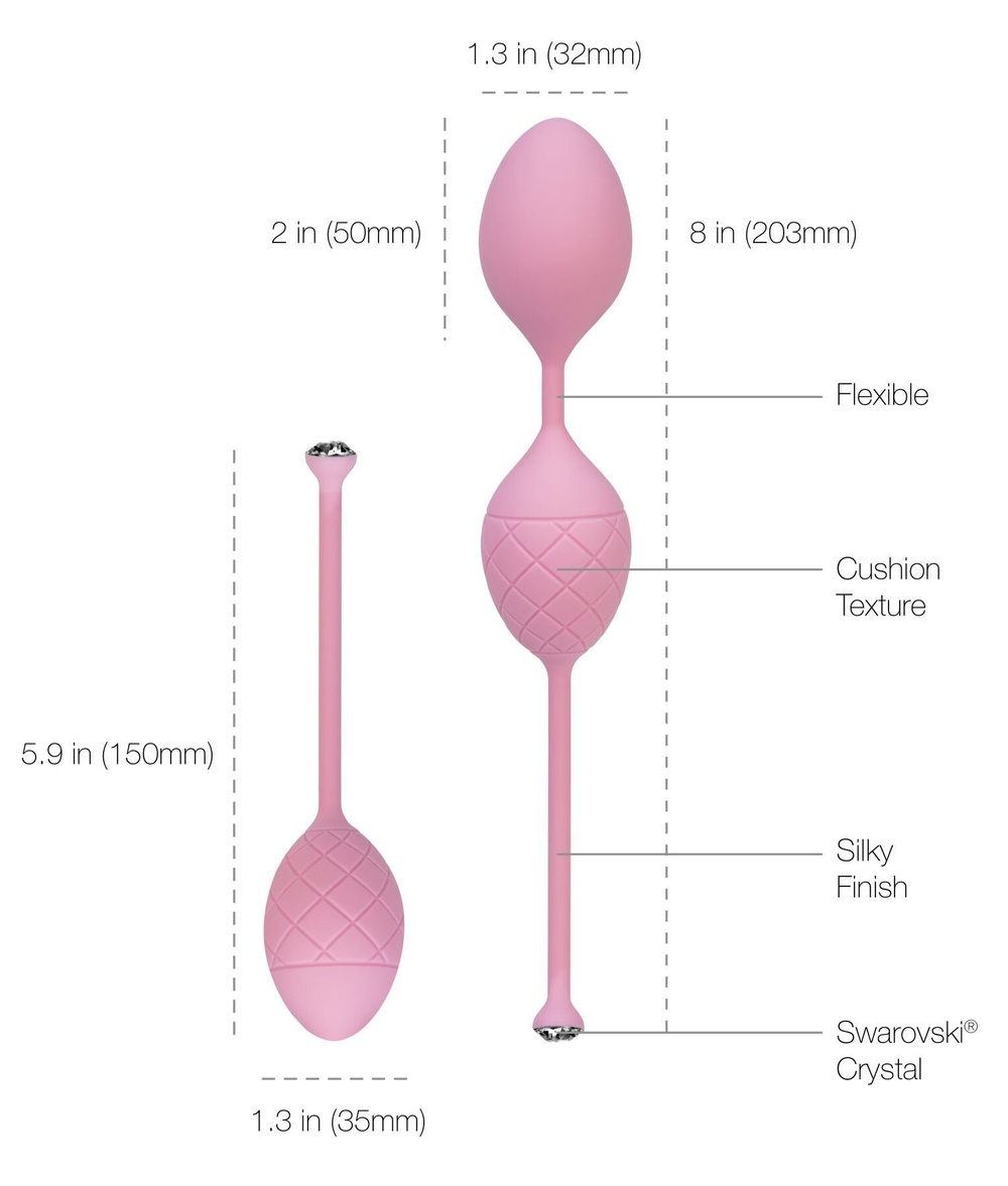 Розкішні вагінальні кульки PILLOW TALK — Frisky Pink з кристалом, діаметр 3,2 см, вага 49-75гр фото