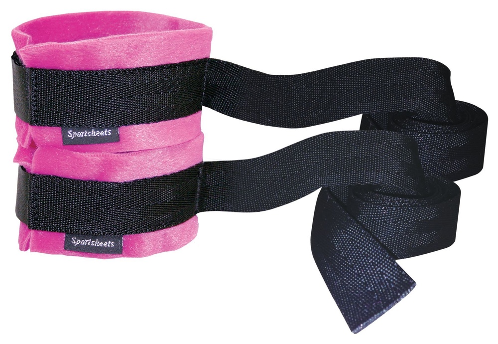 Наручники Sportsheets Kinky Pinky Cuffs тканевые, с лентами для фиксации фото