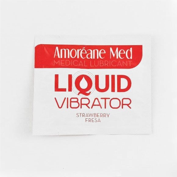 Пробник лубриканта з ефектом вібрації Amoreane Med Liquid Vibrator Strawberry (2 мл) фото