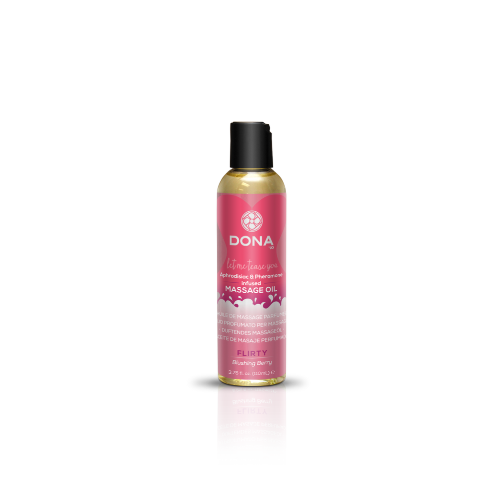 Масажне масло DONA Massage Oil FLIRTY — BLUSHING BERRY (110 мл) з феромонами і афродизіаками фото