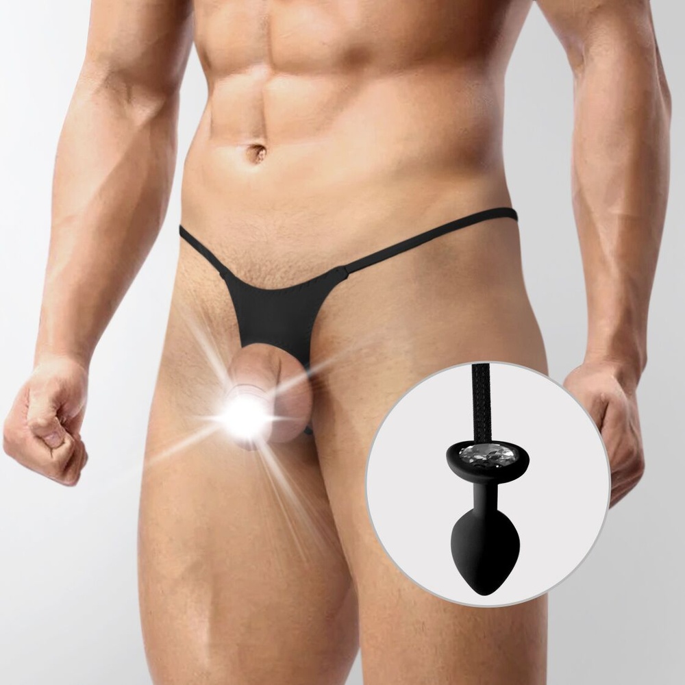 Мужские трусы XS-2XL с силиконовой анальной пробкой Art of Sex - Joni plug panties size L Black фото