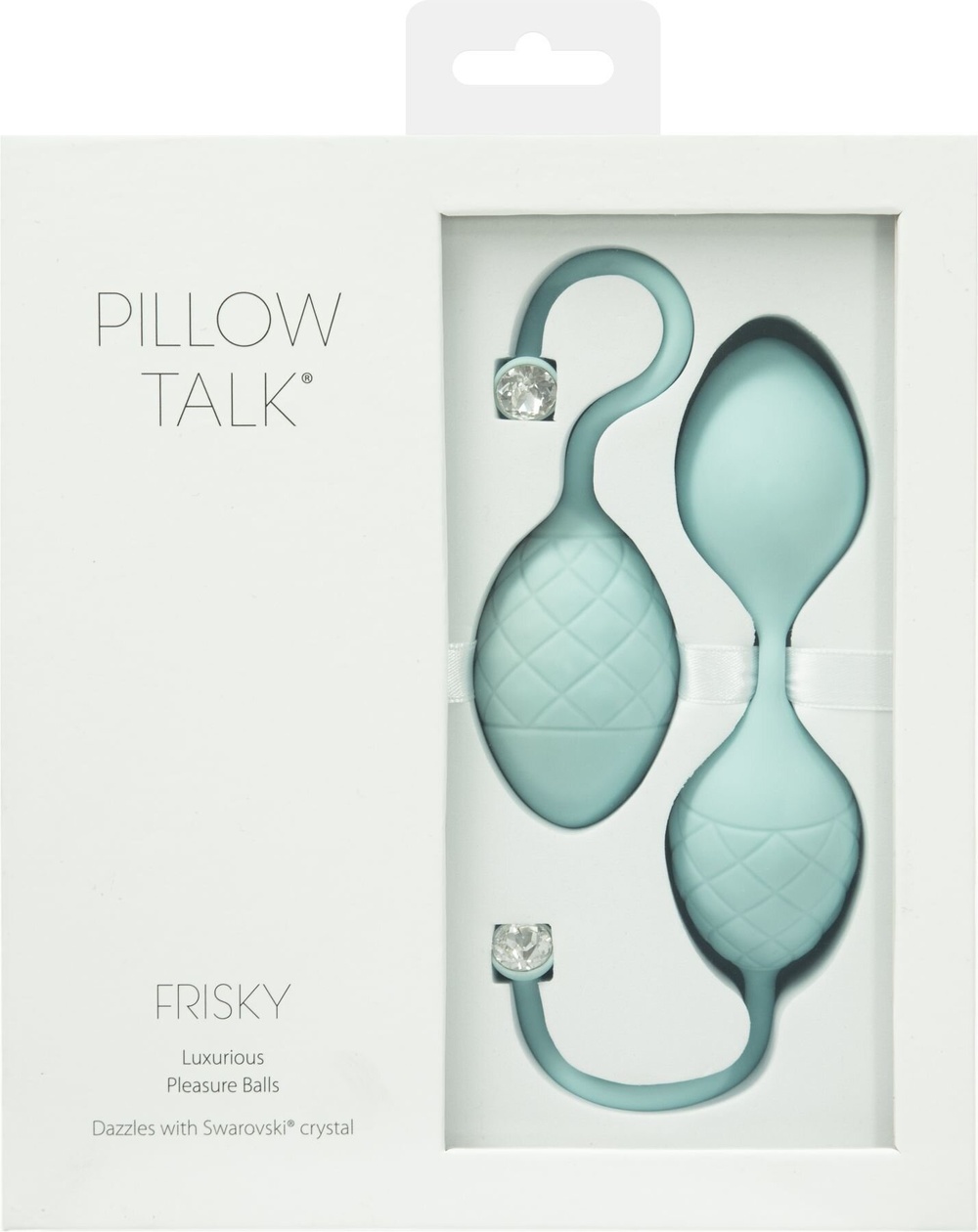 Роскошные вагинальные шарики PILLOW TALK - Frisky Teal с кристаллом, диаметр 3,2см, вес 49-75гр фото