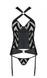 Сітчастий комплект із візерунком: корсет із халтером, підв'язки, трусики Hima Corset black S/M - Passion фото 5