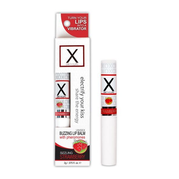 Стимулирующий бальзам для губ унисекс Sensuva - X on the Lips Strawberry с феромонами, клубника фото