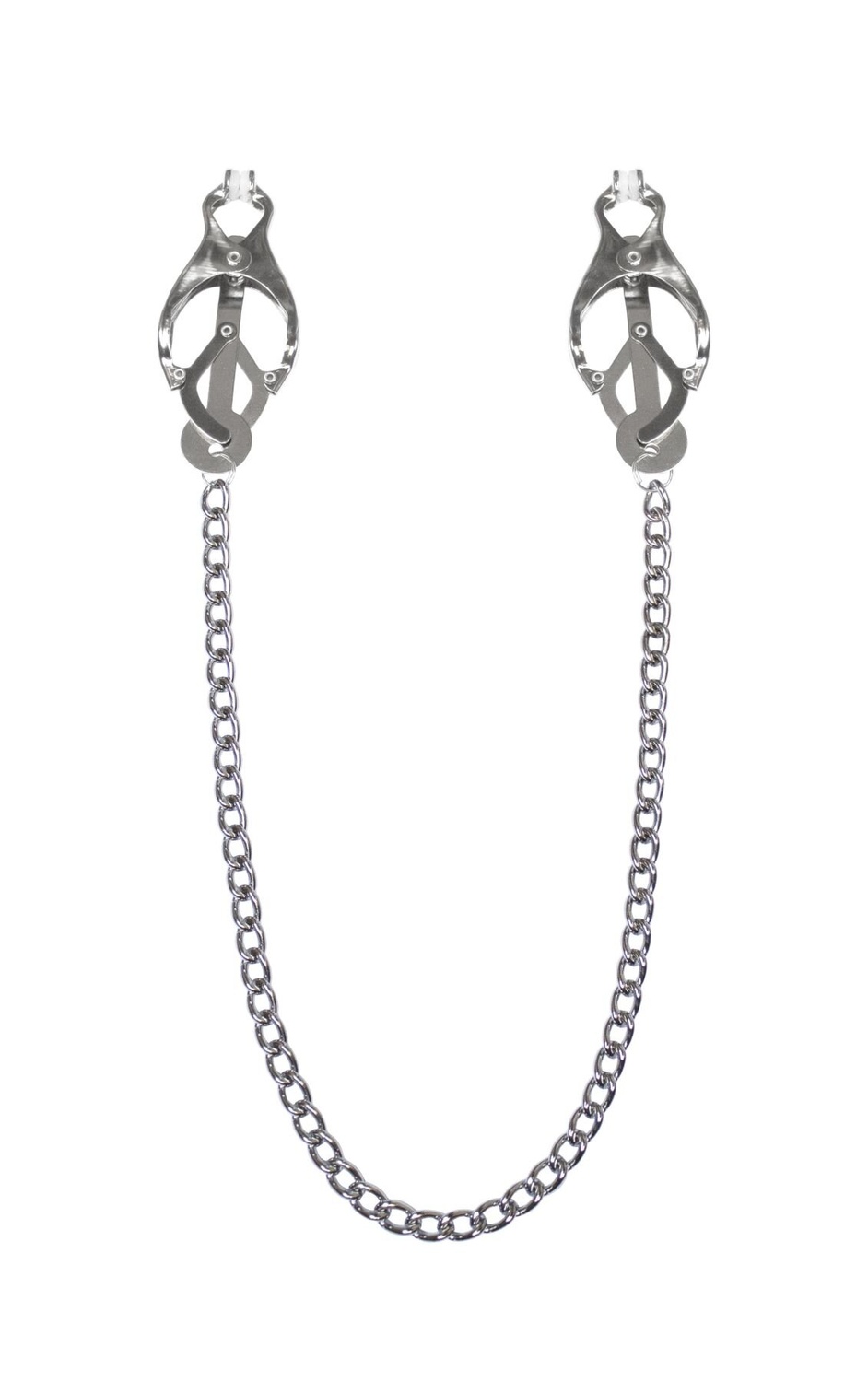 Зажимы для сосков с цепочкой Feral Feelings - Clover nipple clamps, серебро/белый фото