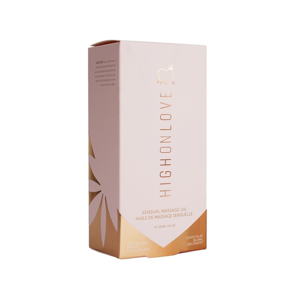 Масажне масло HighOnLove Massage Oil — Decadent White Chocolate (120 мл) з маслом насіння конопель фото