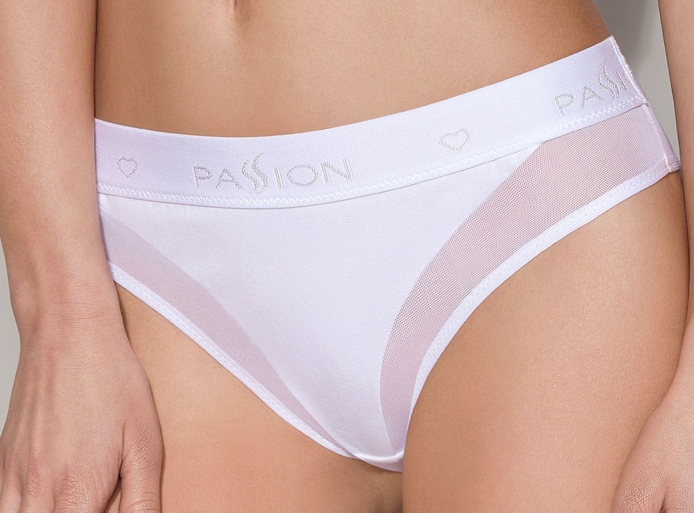 Трусики з прозорою вставкою Passion PS002 PANTIES white, size L фото