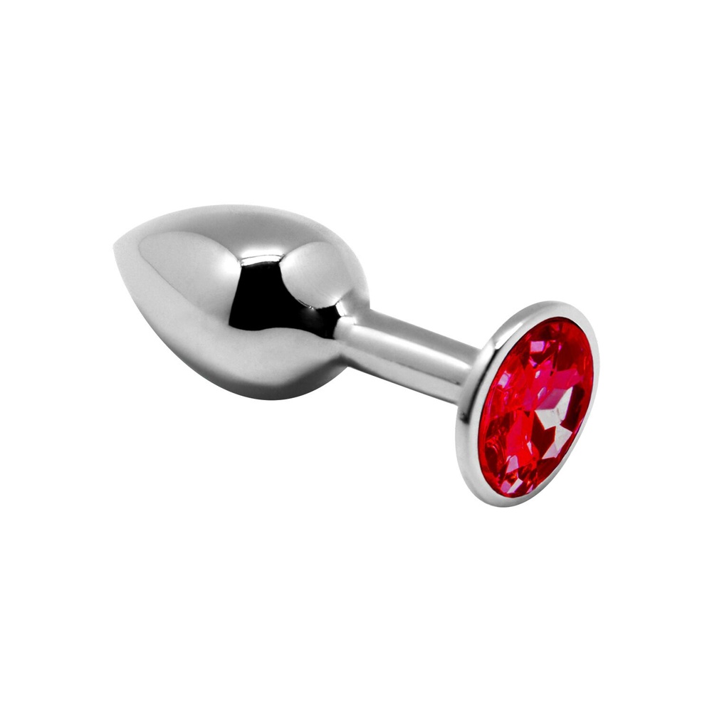 Металева анальна пробка із кристалом Alive Mini Metal Butt Plug Red M фото