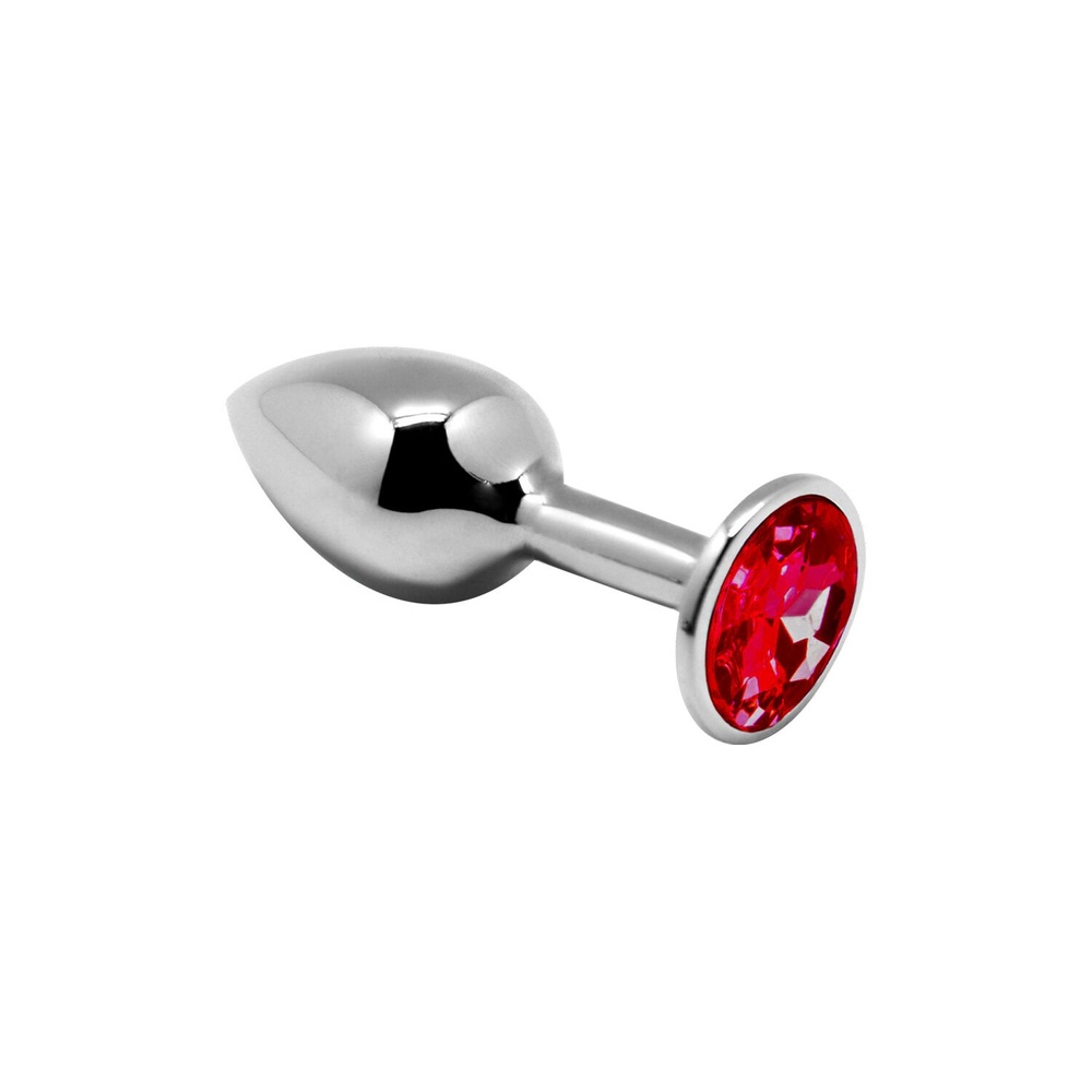 Металева анальна пробка із кристалом Alive Mini Metal Butt Plug Red S фото