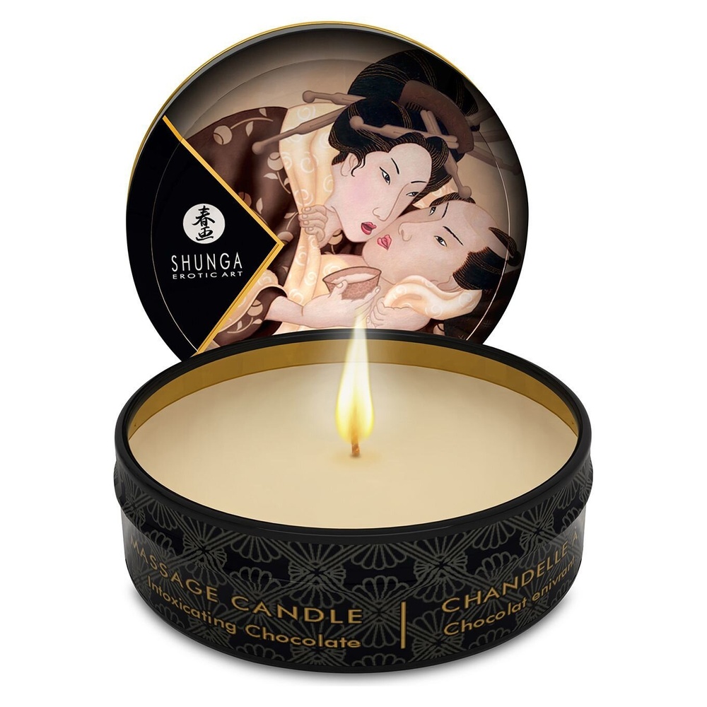 Масажна свічка Shunga Mini Massage Candle — Intoxicating Chocolate (30 мл) з афродизіаками фото
