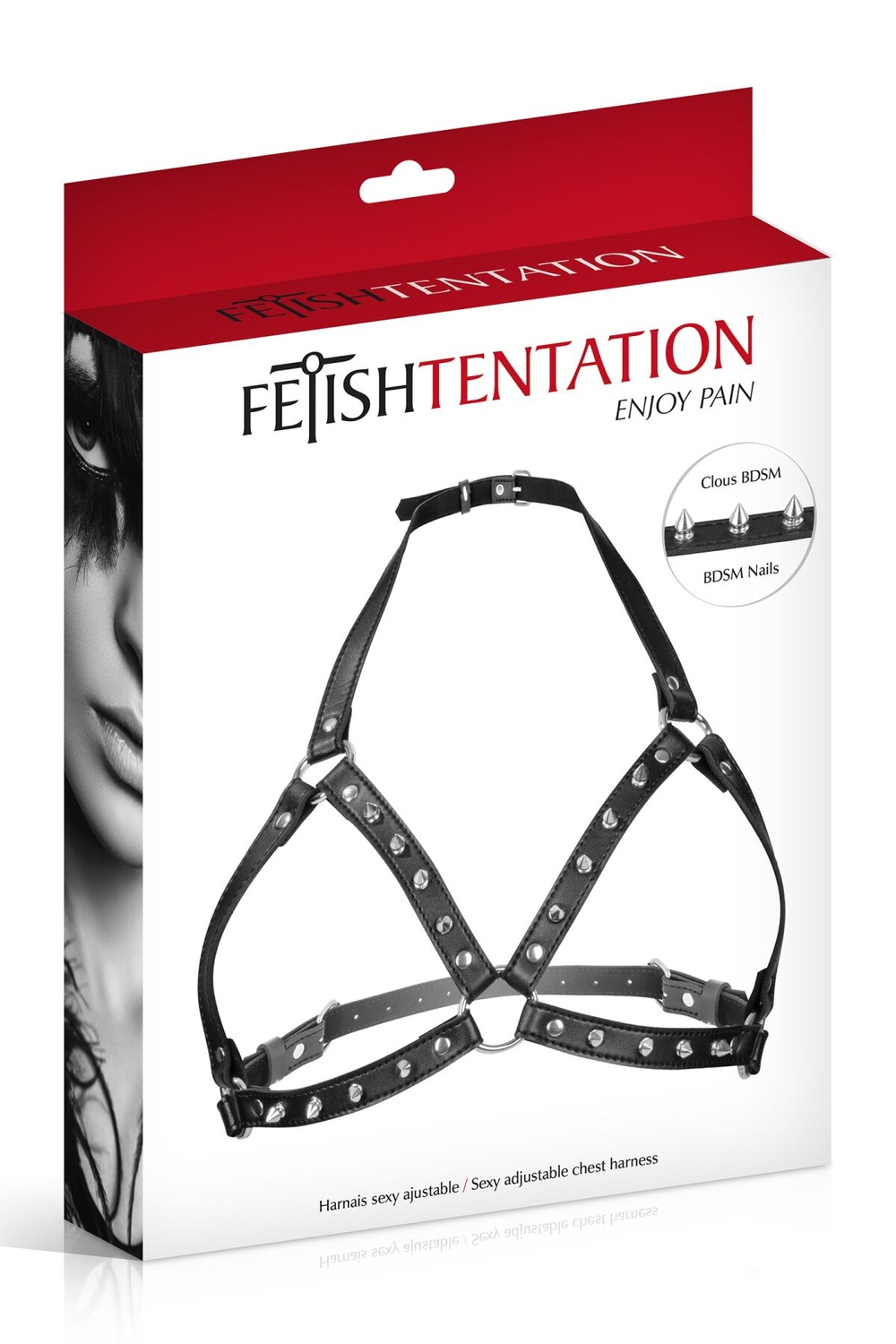 Портупея з металевими шипами Fetish Tentation Sexy Adjustable Chest Harness фото