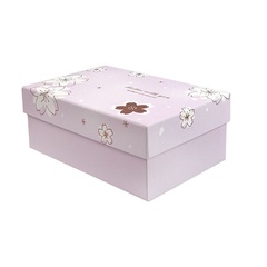 Подарункова коробка з рожевими квітами, L - 28.5x21.5x11 см