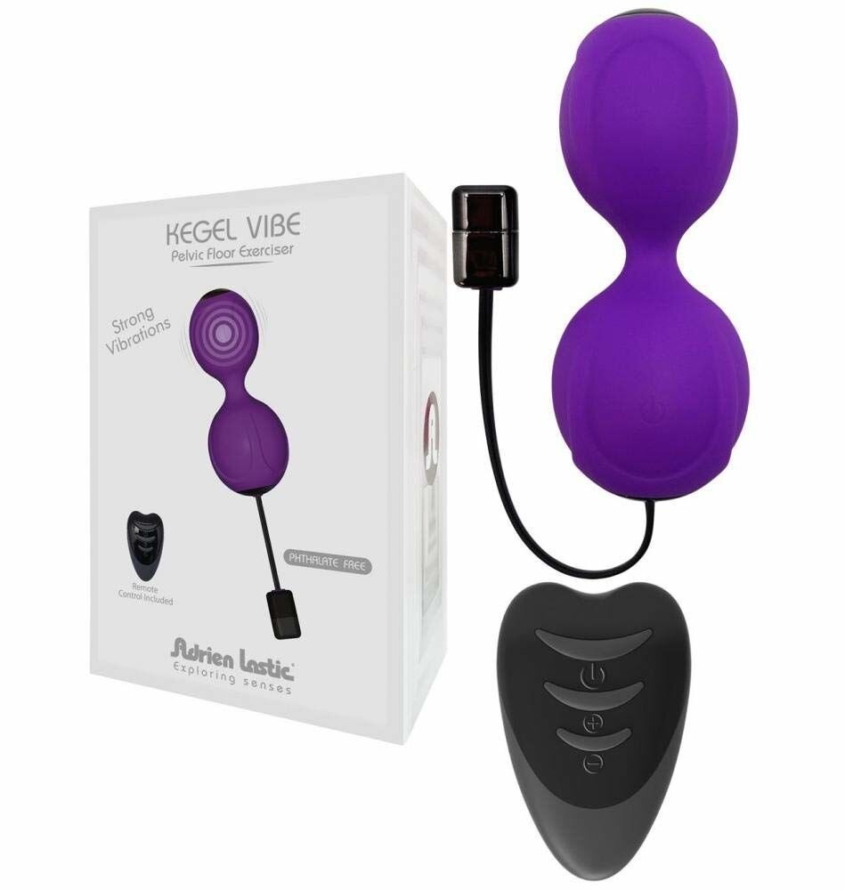 Вагинальные шарики с вибрацией Adrien Lastic Kegel Vibe Purple, диаметр 3,7см фото