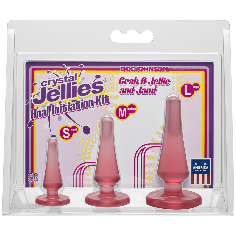 Набір анальних пробок Doc Johnson Crystal Jellies — Pink, макс. діаметр 2 см — 3 см — 4 см фото