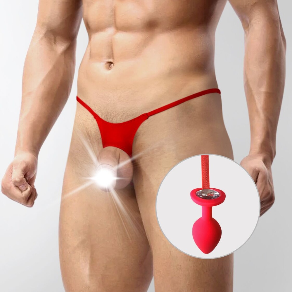 Мужские трусы XS-2XL с силиконовой анальной пробкой Art of Sex - Joni plug panties size S Red фото
