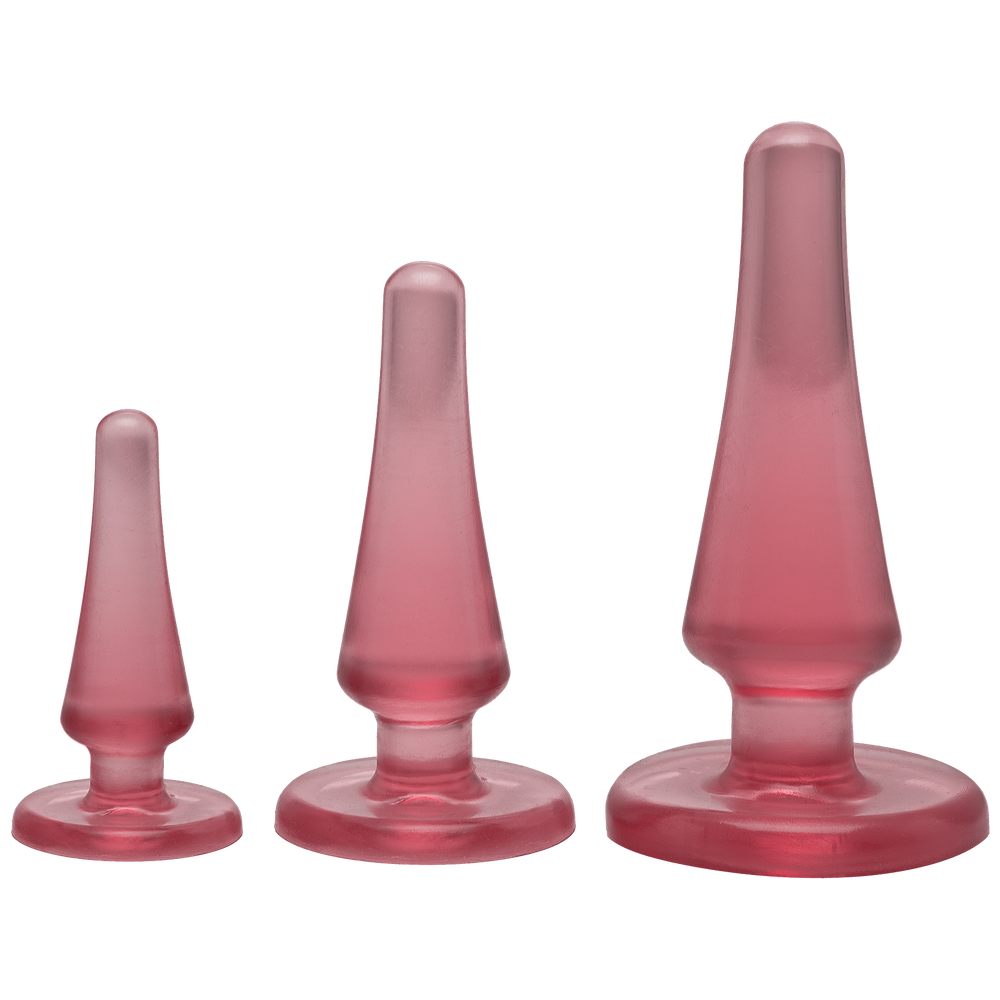 Набор анальных пробок Doc Johnson Crystal Jellies - Pink, макс. диаметр 2см - 3см - 4см фото