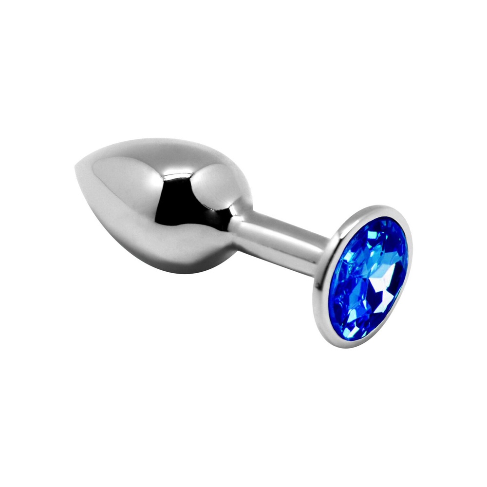 Металева анальна пробка із кристалом Alive Mini Metal Butt Plug Blue M фото