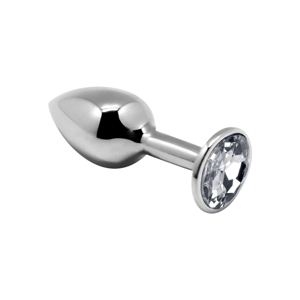 Металлическая анальная пробка с кристаллом Alive Mini Metal Butt Plug White M фото