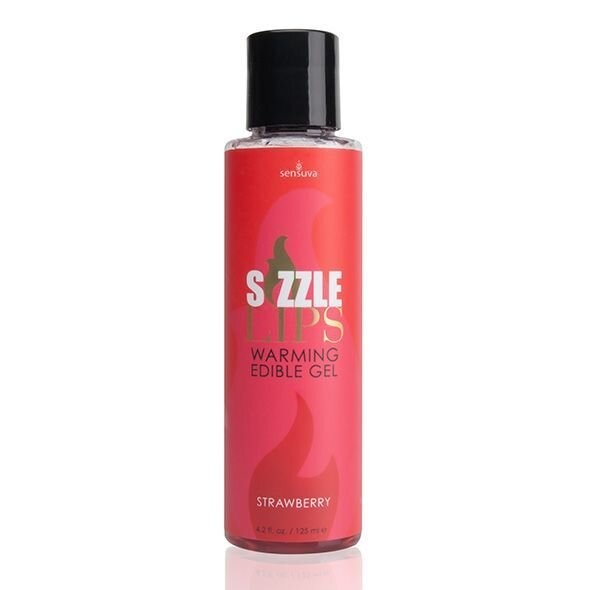 Зігріваючий масажний гель Sensuva — Sizzle Lips Strawberry (125 мл), без цукру, їстівний фото