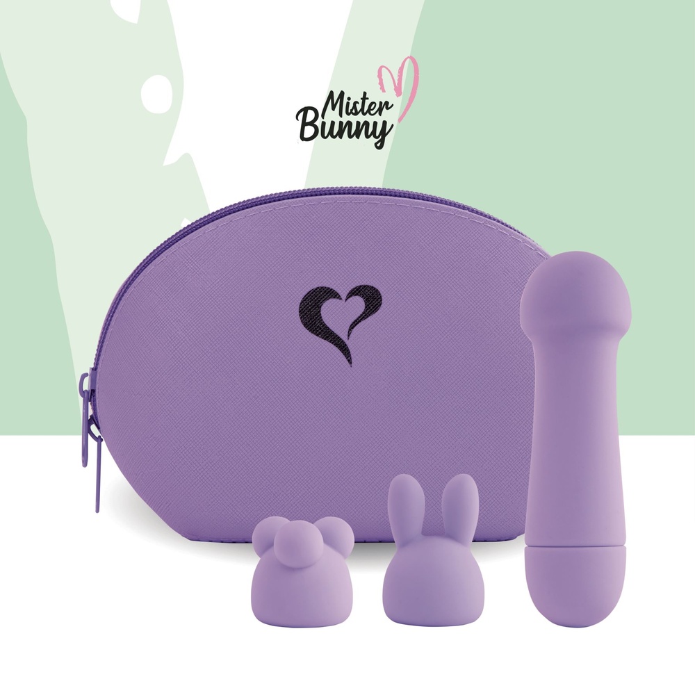 Мини-вибратор FeelzToys Mister Bunny Purple с двумя насадками фото