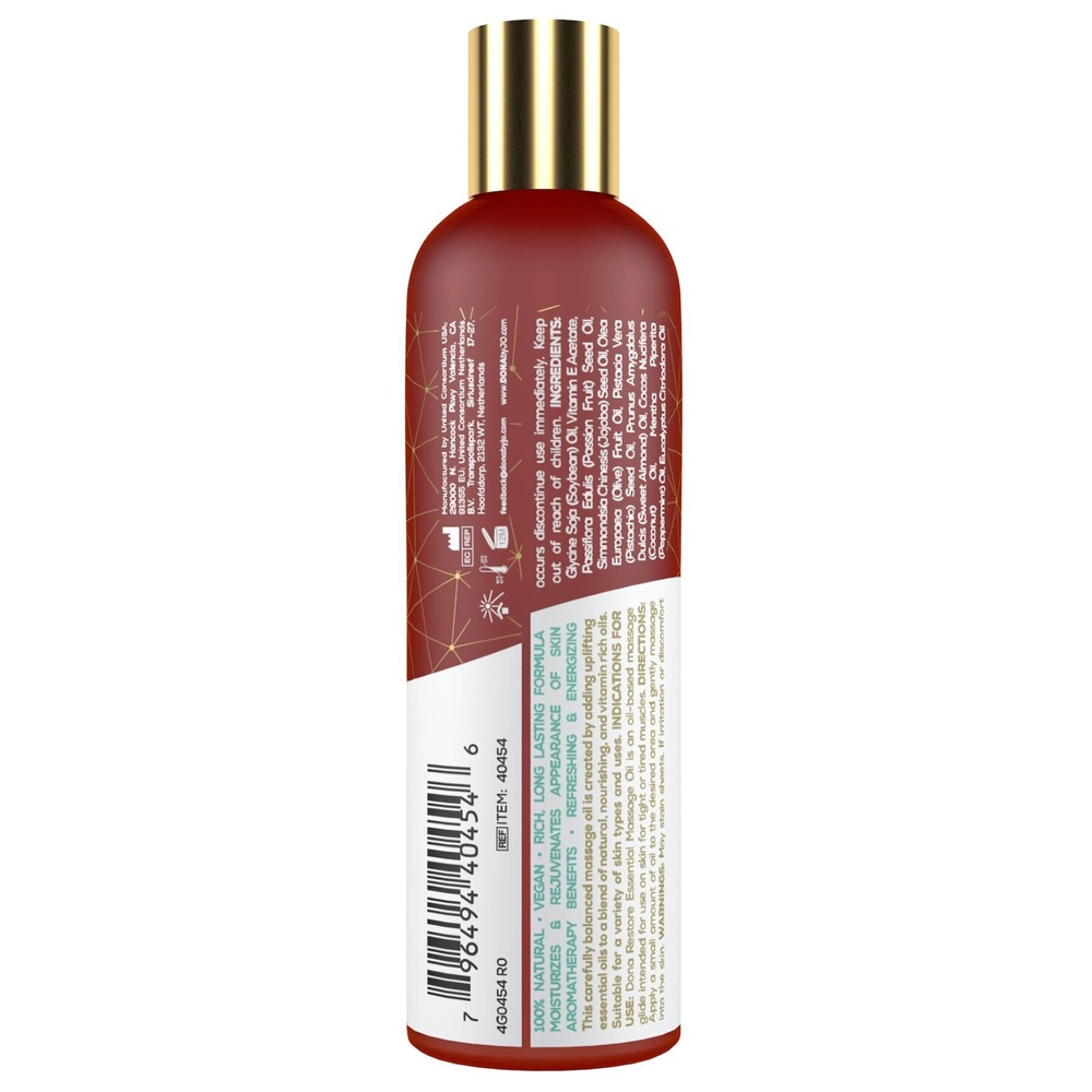 Натуральне масажне масло DONA Restore — Peppermint & Eucalyptus (120 мл) з ефірними маслами фото