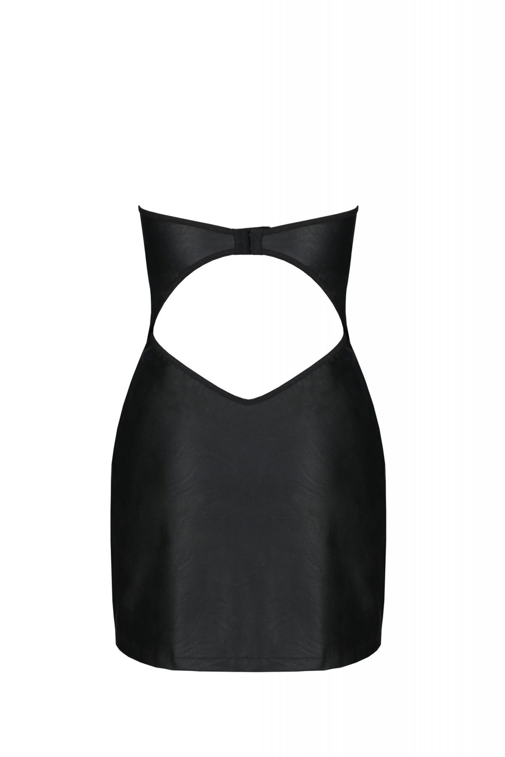 Мини-платье из экокожи CELINE CHEMISE black 6XL/7XL — Passion: шнуровка, трусики в комплекте фото