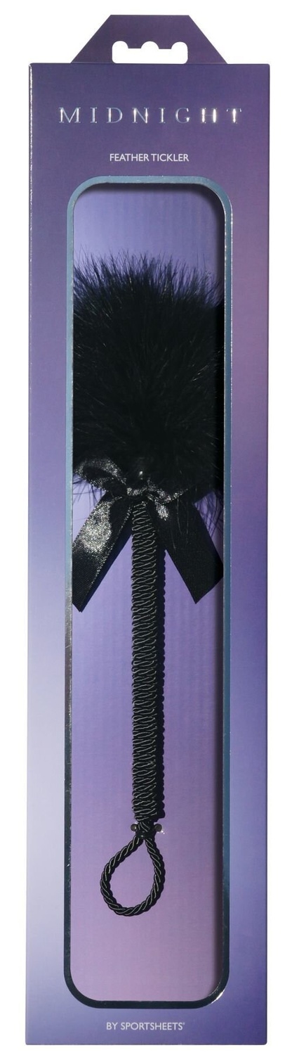 Метелочка-щекоталка Sportsheets Midnight Feather Tickler, декорированная шнуром и бантиком фото