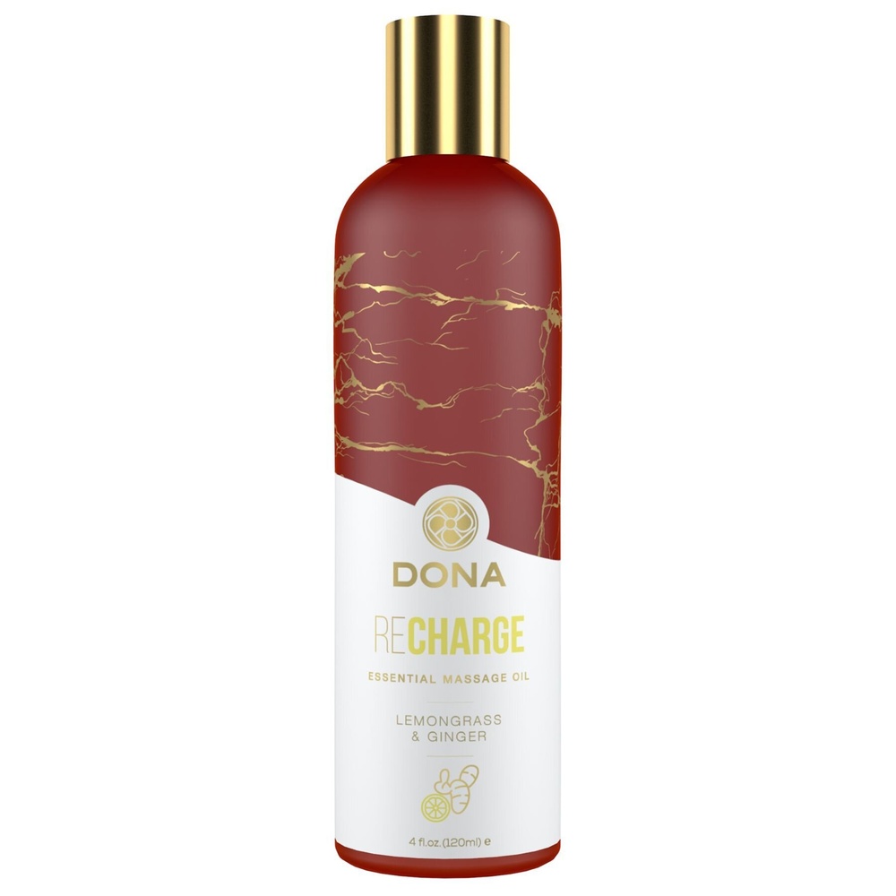 Натуральное массажное масло DONA Recharge - Lemongrass & Gingerl (120 мл) с эфирными маслами фото