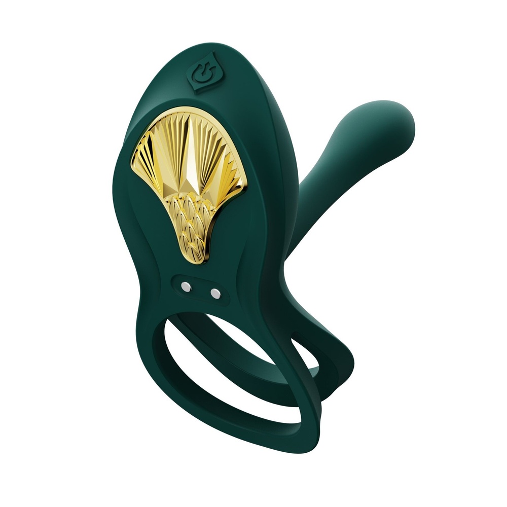 Смартэрекционное кольцо Zalo BAYEK Turquoise Green, двойное с вводимой частью, пульт ДУ фото