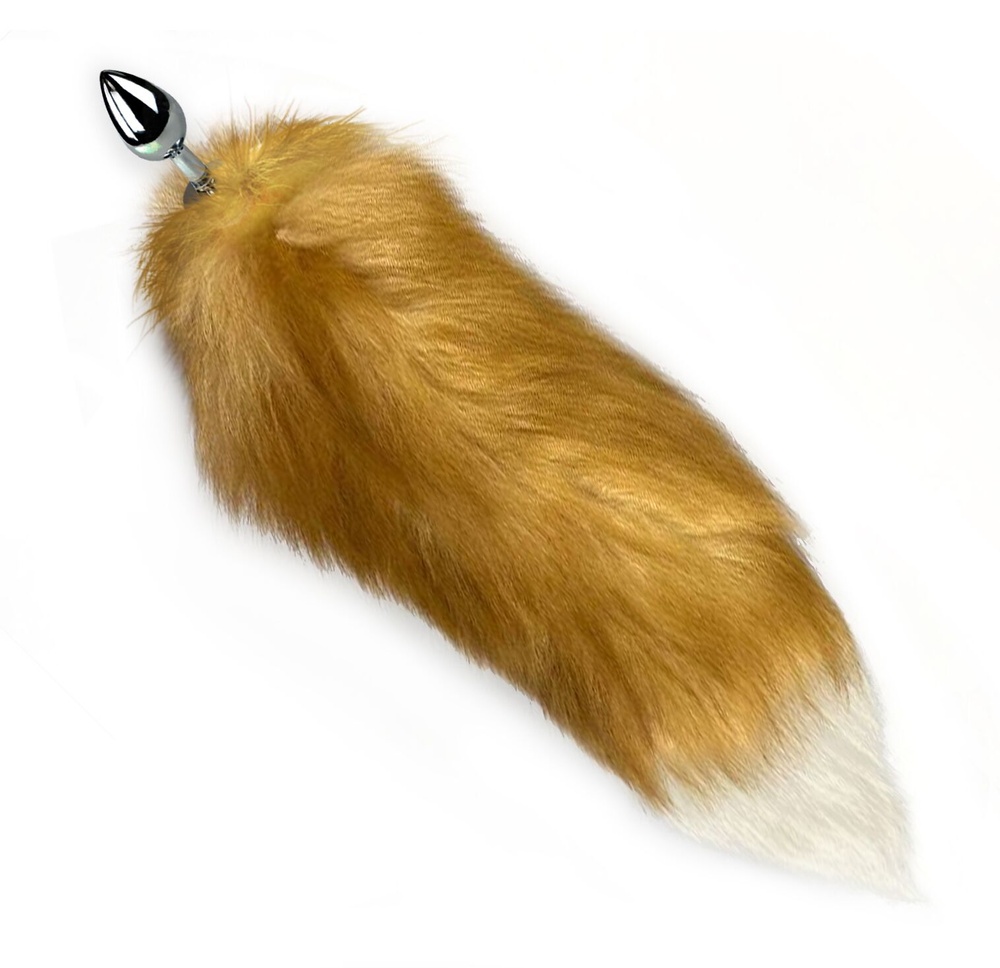 Металлическая анальная пробка с хвостом из натурального меха Art of Sex size M Foxy fox фото