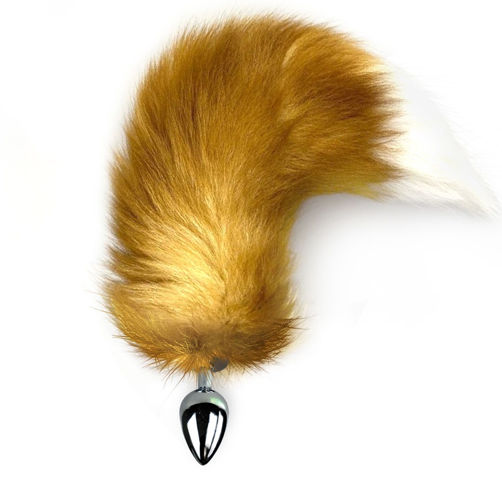 Металлическая анальная пробка с хвостом из натурального меха Art of Sex size M Foxy fox фото