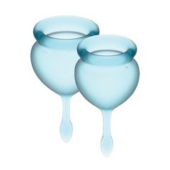 Набір менструальних чаш Satisfyer Feel Good (light blue), 15 мл і 20 мл, мішечок для зберігання фото