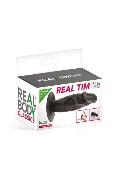 Фалоімітатор Real Body — Real Tim Black, TPE, діаметр 3,4 см фото