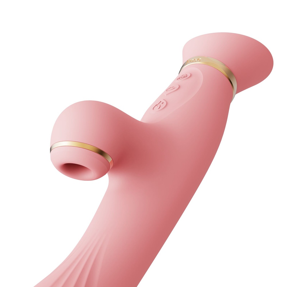 Вібратор з підігрівом та вакуумною стимуляцією клітора Zalo - ROSE Vibrator Strawberry Pink фото