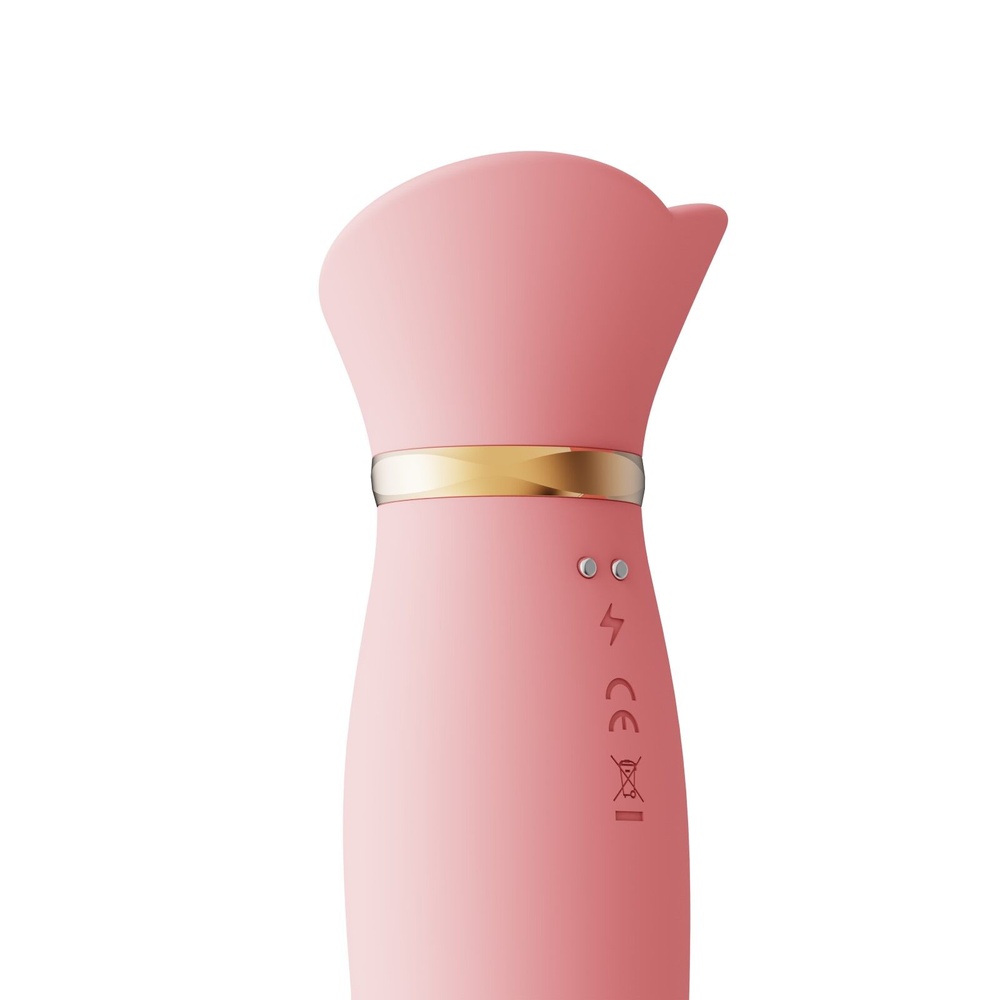 Вибратор с подогревом и вакуумной стимуляцией клитора Zalo - ROSE Vibrator Strawberry Pink фото
