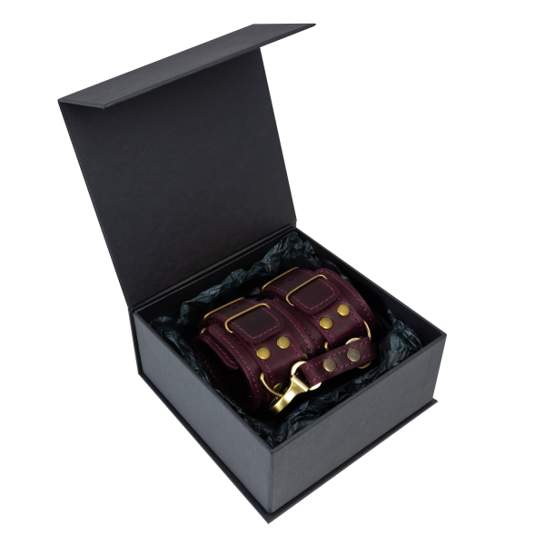 Преміум наручники LOVECRAFT фіолетові, натуральна шкіра, в подарунковій упаковці фото